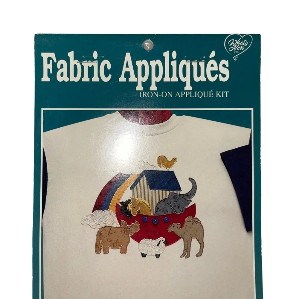 NIP What's New Ltd Fabric Appliques Iron-On 55128 Rainbow Ark Noahs Elephant
